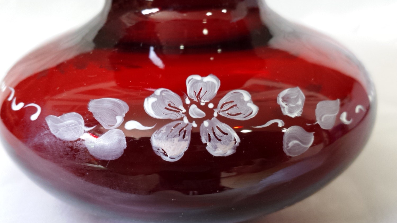 Beautiful Handpainted Cranberry Glass Vase - Etsy