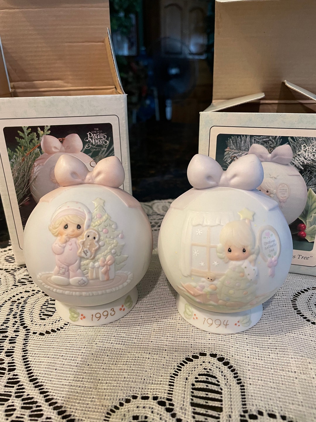 TWO PRECIOUS MOMENTS Nib Box Christmas Ornament 1993 and 1994 ~ 530190 ...