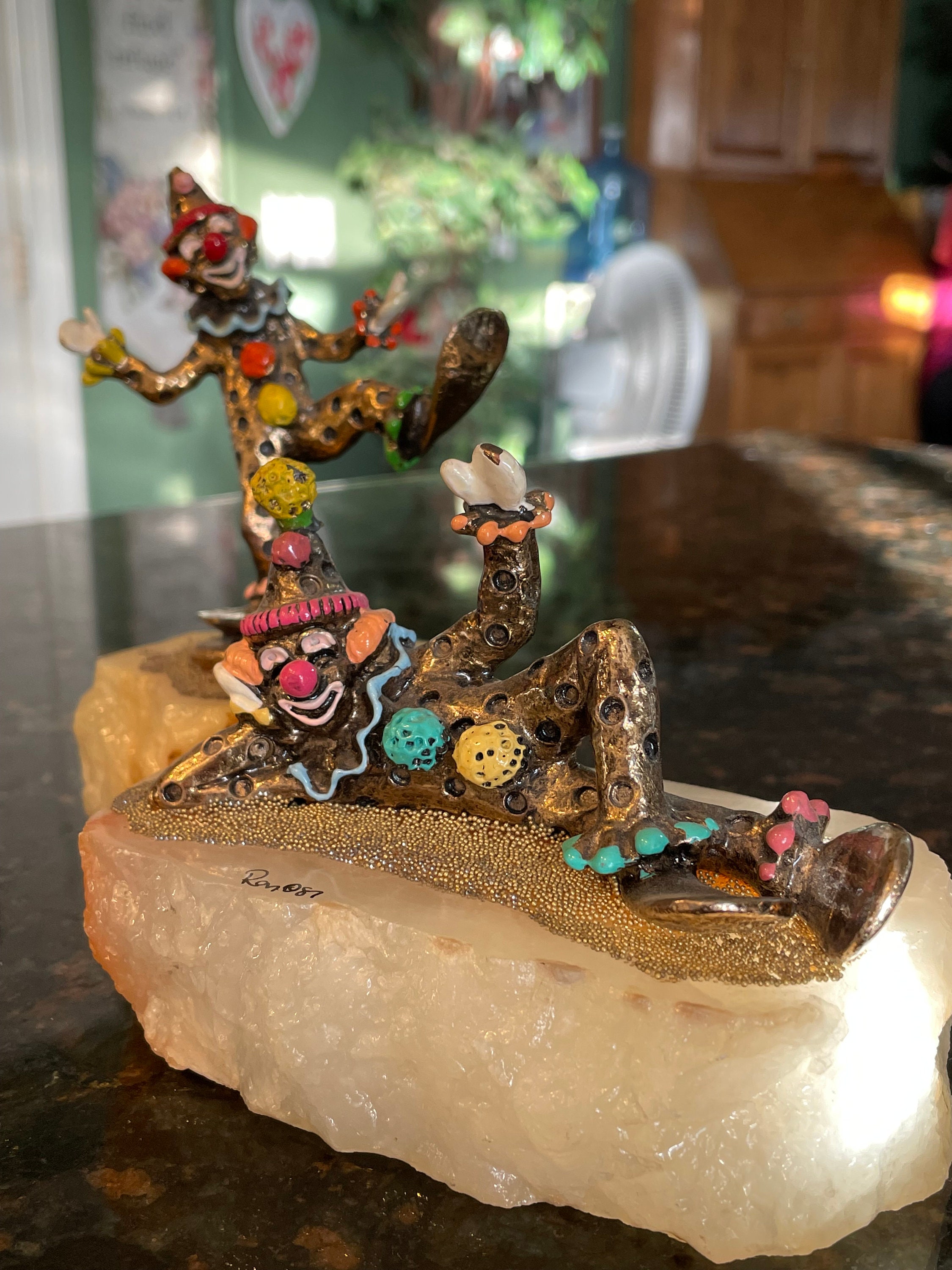 他の方発送×イタリア製【STUDIO CELLINI】 Bronze Clown Clown Standing with Saxophone Bronze Statue - Size: 20