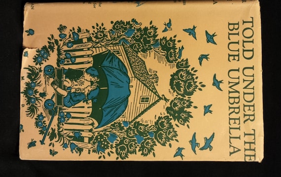 Libro vintage contado bajo paraguas azul Impresión de - Etsy España