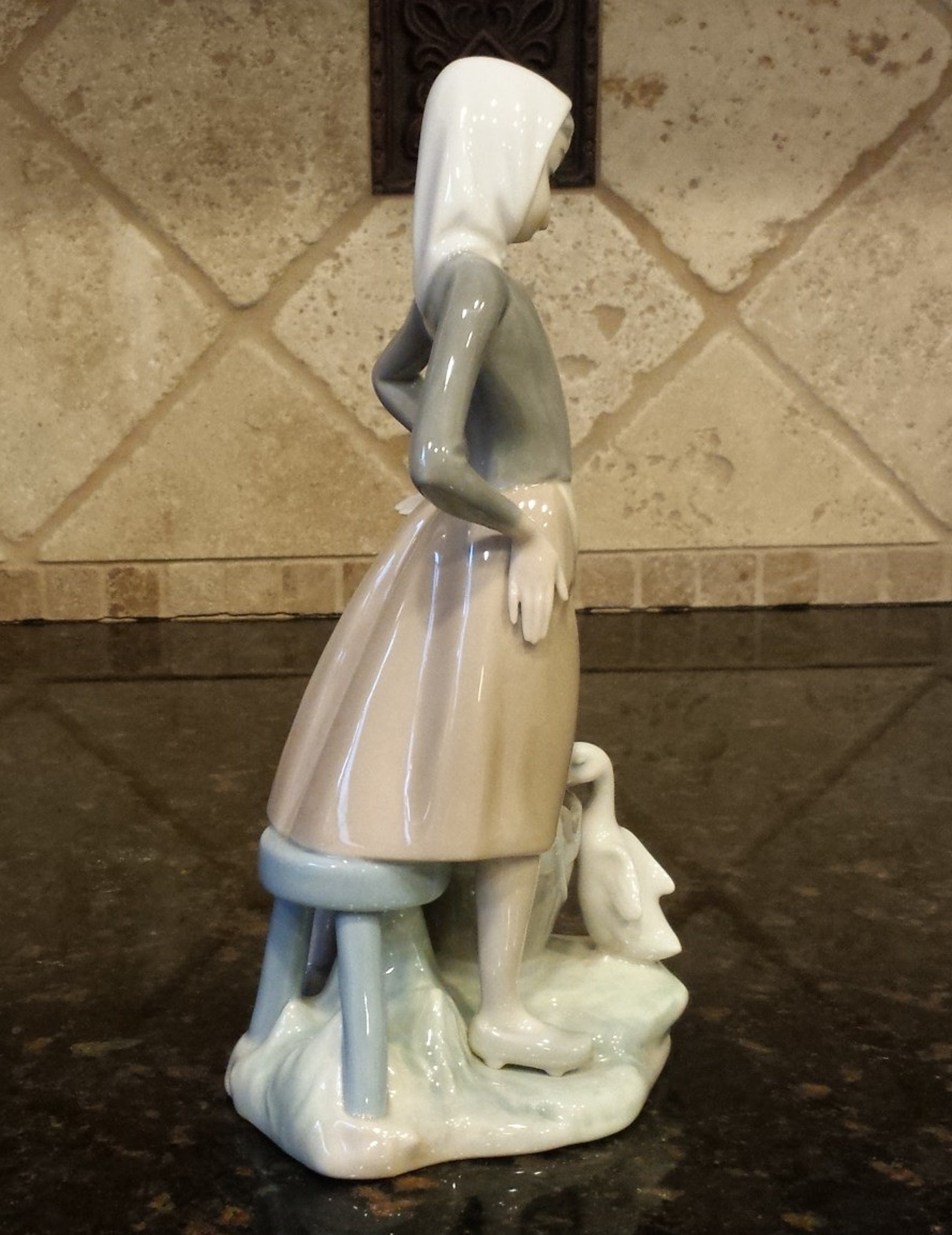 LLADRO Girl With Milk Pail Stool Goose Figurine 4682 Retired - Etsy