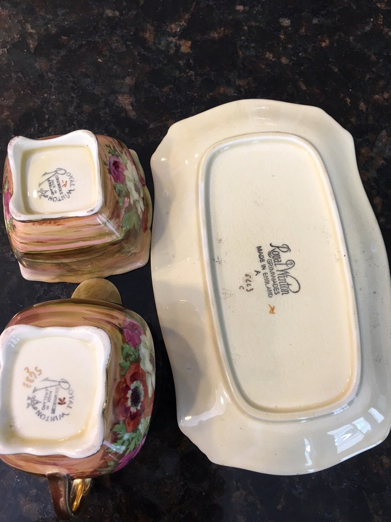 RARE Royal Winton Handpainted Cream and Sugar With Tray 3 Etsy