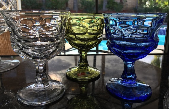 Vintage Fostoria Glass, Set of 3 Fostoria HFM Henry Ford Museum Sherbet  Glasses Argus Green, Blue and Crystal Clear - Etsy