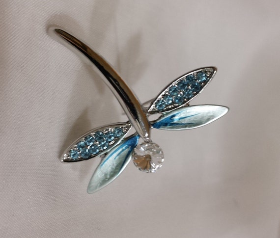 NEW Gruen Watch and 2 Pin Brooches Teal Drangonfly and Teal  display picture 3