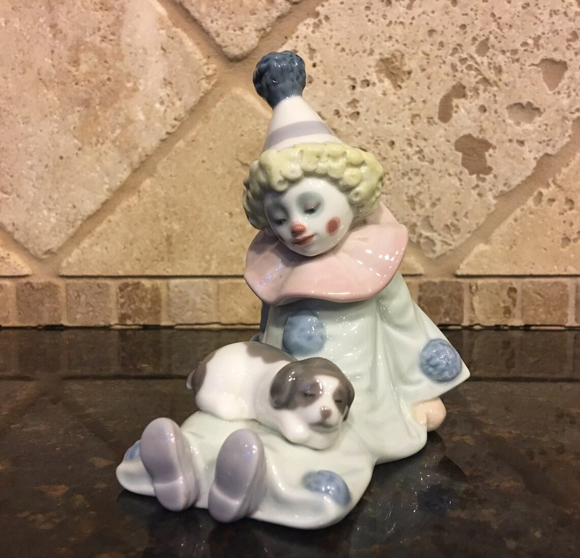 lladro pierrot with puppy