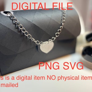 May include: A black paper purse with a silver chain strap and heart-shaped clasp. The purse has a quilted pattern and the text "DIGITAL FILE" and "PNG SVG" in red. The text "This is a digital item NO physical item will be mailed" is also visible.