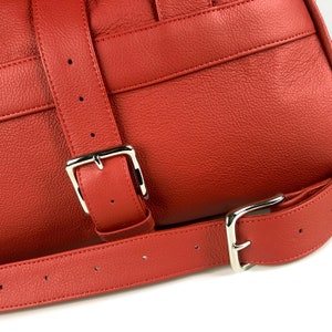 UK Handcrafted Red Leather Overnight Bag Personalised Leather Holdall Travel Bag Duffle Bag Italian Leather UK image 5