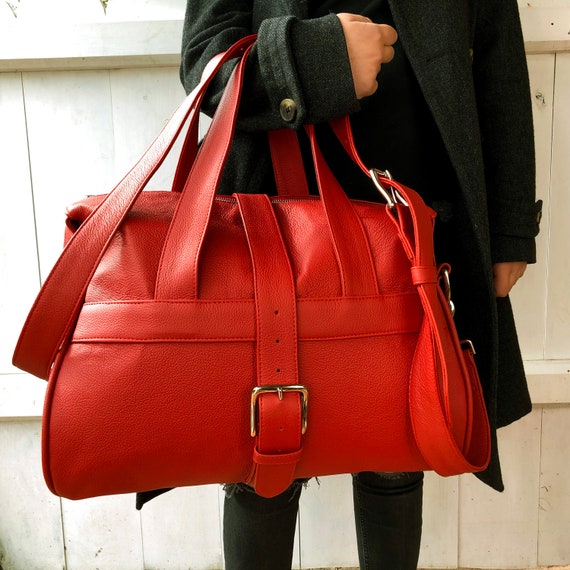 personalised leather weekend bag