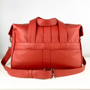 UK Handcrafted Red Leather Overnight Bag Personalised Leather Holdall Travel Bag Duffle Bag Italian Leather UK image 3