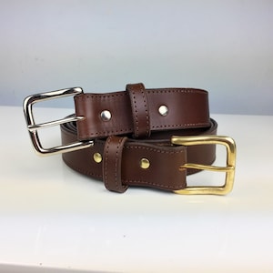 Plantaardig gelooide bruine leren riem van 38 mm
