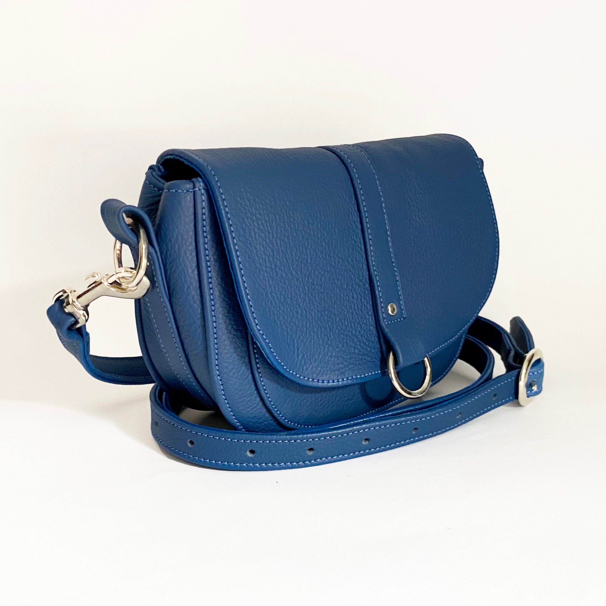 Navy leather saddle bag cheap