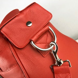 UK Handcrafted Red Leather Overnight Bag Personalised Leather Holdall Travel Bag Duffle Bag Italian Leather UK image 6