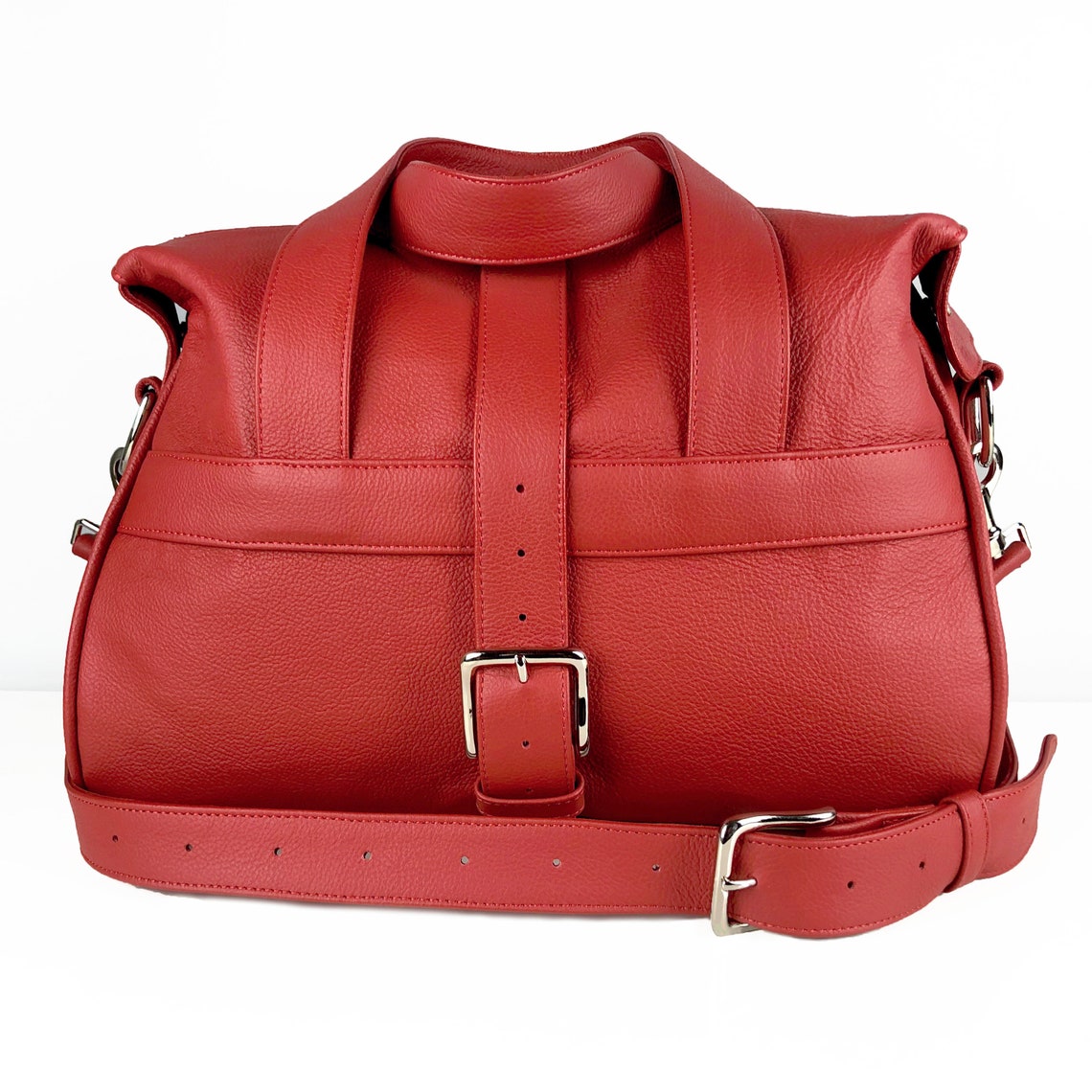 UK Handcrafted Red Leather Overnight Bag Personalised Etsy