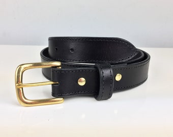 Black 32mm Vegetable Tanned Leather Belt