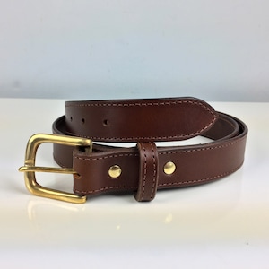 32mm Vegetable Tanned Brown Leather Belt