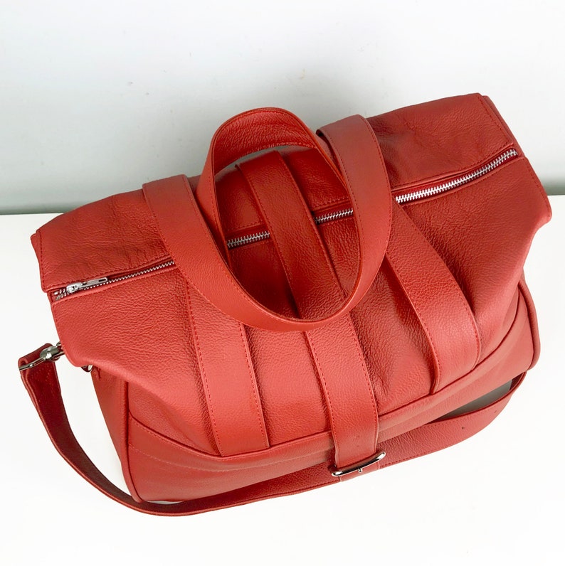 UK Handcrafted Red Leather Overnight Bag Personalised Etsy UK