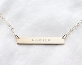 Personalised gold bar necklace - horizontal bar necklace - gold name bar necklace - name plate necklace - personalised bar necklace