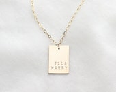 Personalised Rectangle Pendant Necklace 14k Gold Fill and Sterling