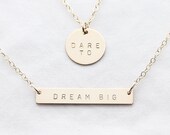 Personalised necklace set - Dare to Dream Big - gold bar necklace - layering necklace - brides necklace - inspirational jewellery
