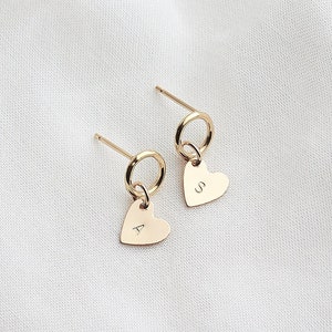 Personalised Heart Drop Earrings, in 14k Gold Fill and Sterling Silver