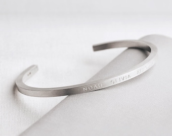Personalised Men's Sterling Silver Square Cuff - Men's bracelet - personalised gift for dad - silver engraved cuff bracelet