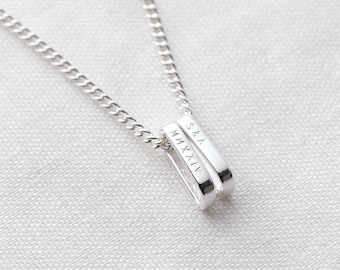 Personalised Men’s Silver Family Links Necklace - men's tag necklace - men's silver name necklace - gift for him