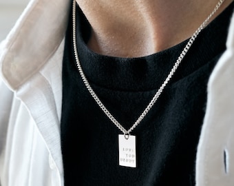 Collana rettangolare in argento personalizzata da uomo