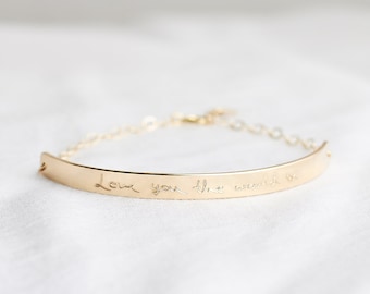 Personalised Handwriting Half Cuff Bracelet - actual handwriting jewellery - 14k gold fill / sterling silver - loved ones handwriting