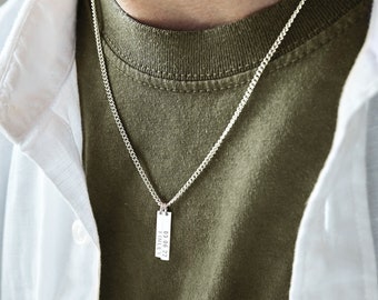 Men's Personalised Silver Tag Necklace