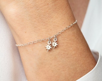 Tiny Star Initial Bracelet, in Sterling Silver