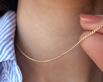 Gold Filled Fine Curb Chain - simple chain necklace - layering chain necklace - minimal gold necklace - fine gold chain