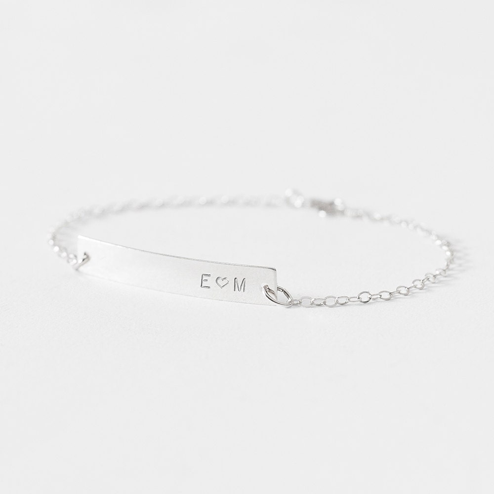 Nameplate bracelet personalised bar bracelet silver name Etsy