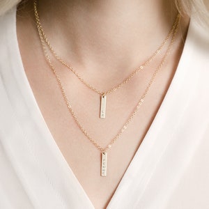 Personalised Vertical Bar Necklaces - 14k gold fill, rose gold, silver necklace - name necklace - initial necklace - gold necklace gift