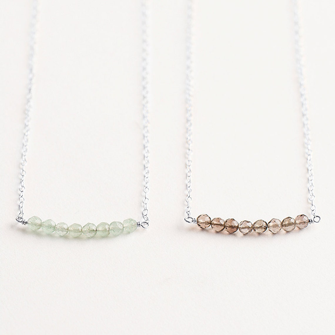 Sterling silver gemstone bar necklace semiprecious gemstone Etsy