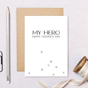Carte de fête des pères My Hero - carte pour papa - carte pour beau-père - carte pour les nouveaux pères - carte de fête des pères heureuse
