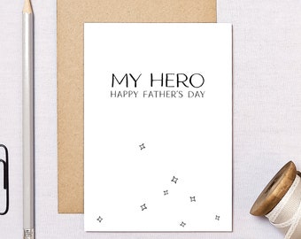 My Hero Father's Day Card - card for dad - card for step dad - card for new fathers - happy Father's Day card