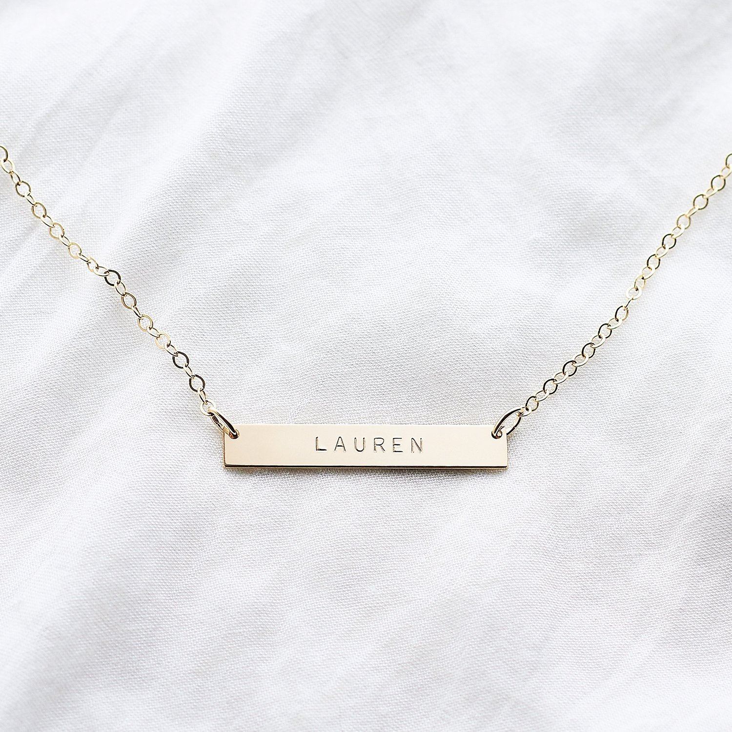 Gold bar shop personalised necklace