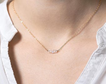Minimal Moonstone Necklace - gemstone bar necklace - dainty gold fill necklace - birthstone necklace