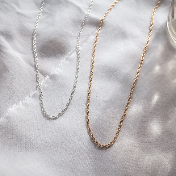 KIKICHIC | Minimalist Jewelry | NYC | Thin Classic 14K Gold Gold Filled Rope Chain Necklace Silver