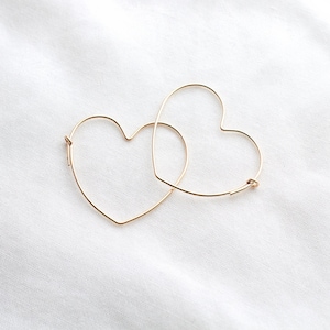 Statement Heart Hoop Earrings In 14k Gold Fill - large hoop earrings - heart earrings - minimal hoops - valentine's earrings