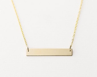 Wish - 14k gold filled horizontal bar necklace - minimal gold bar necklace - everyday gold necklace - gift for bride