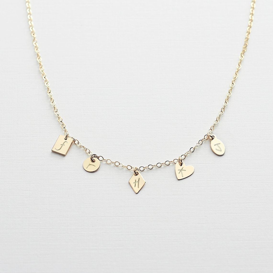 Your Handwriting Tiny Charm Necklace Handwritten Initial Etsy