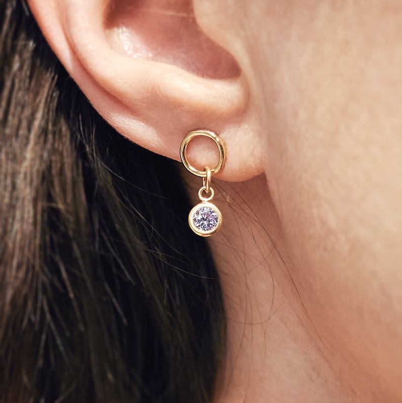 14k Gold Filled Birthstone Earrings image 2