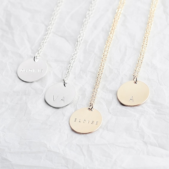 Large Personalised Disc Necklace Gold Pendant Necklace Initial Necklace Large Disc Necklace Gold Fill Name Necklace Etsy Canada