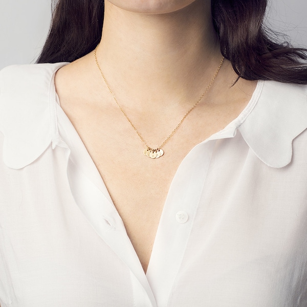 Dainty initial disc necklace - tiny gold disc necklace - personalised necklace - tiny letter charm - gold circle necklace - bridesmaid gift