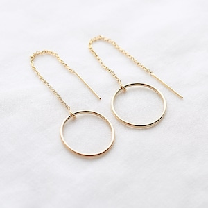 Circle Threader Earrings in Sterling Silver silver hoops silver chain earrings hoop threader earrings minimal hoops image 4