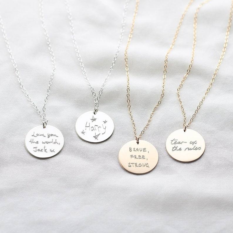 Handwritten Message Necklace Engraved With Your Handwriting Etsy UK