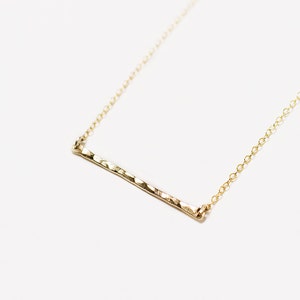 Poise - slim hammered bar necklace - horizontal gold, rose gold or silver bar - delicate gold necklace - everyday necklace - Mother&#39;s day