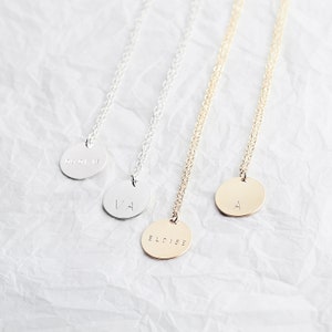 Long personalised disc necklace large gold circle necklace monogram disc necklace large disc necklace girlfriend gift image 2