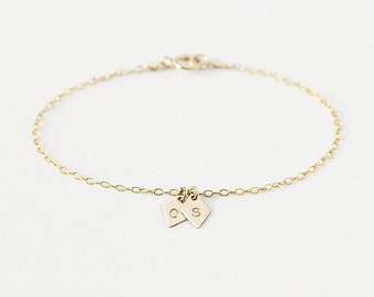 Zoe - Personalised initial bracelet - 14k gold diamond charms - custom letter bracelet - gift for mum